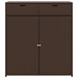 vidaXL Garden Storage Cabinet Outdoor Storage Box Cupboard Beige Poly Rattan - brown - Additional view 6