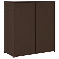 vidaXL Garden Storage Cabinet Outdoor Storage Box Cupboard Beige Poly Rattan - brown - Additional view 8