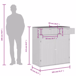 vidaXL Garden Storage Cabinet Outdoor Storage Box Cupboard Grey Poly Rattan