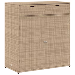 vidaXL Garden Storage Cabinet Outdoor Storage Box Cupboard Beige Poly Rattan - beige