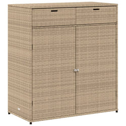 vidaXL Garden Storage Cabinet Outdoor Storage Box Cupboard Beige Poly Rattan - beige