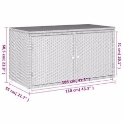 vidaXL Garden Storage Cabinet Outdoor Storage Box Cupboard Grey Poly Rattan - Additional view 10