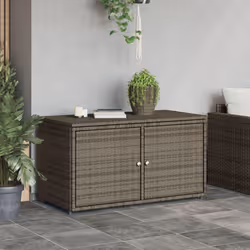 vidaXL Garden Storage Cabinet Outdoor Storage Box Cupboard Grey Poly Rattan