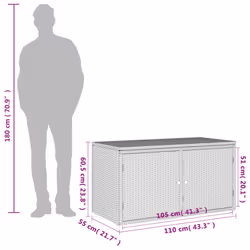 vidaXL Garden Storage Cabinet Outdoor Storage Box Cupboard Grey Poly Rattan