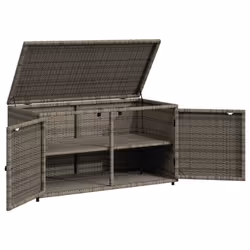 vidaXL Garden Storage Cabinet Outdoor Storage Box Cupboard Grey Poly Rattan - Additional view 4