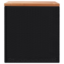 vidaXL Garden Storage Box Outdoor Storage Box Black Poly Rattan Acacia Wood - Additional view 4