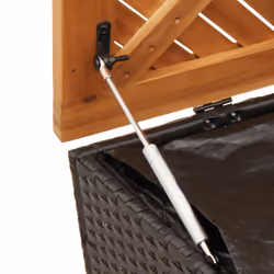 vidaXL Garden Storage Box Outdoor Storage Box Black Poly Rattan Acacia Wood - Additional view 6