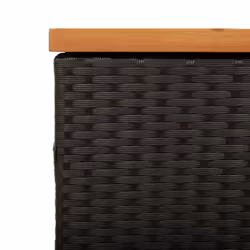 vidaXL Garden Storage Box Outdoor Storage Box Black Poly Rattan Acacia Wood - Additional view 7