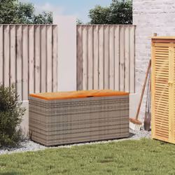 vidaXL Garden Storage Box Outdoor Storage Box Grey Poly Rattan Acacia Wood