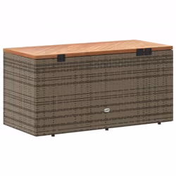 vidaXL Garden Storage Box Outdoor Storage Box Grey Poly Rattan Acacia Wood - Additional view 5
