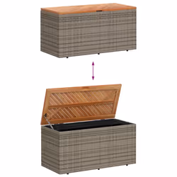 vidaXL Garden Storage Box Outdoor Storage Box Grey Poly Rattan Acacia Wood - Additional view 6