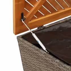 vidaXL Garden Storage Box Outdoor Storage Box Grey Poly Rattan Acacia Wood - Additional view 7