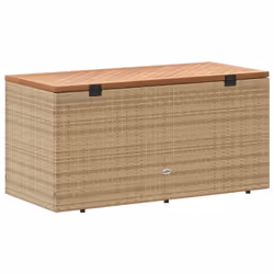 vidaXL Garden Storage Box Outdoor Storage Box Beige Poly Rattan Acacia Wood - Additional view 5