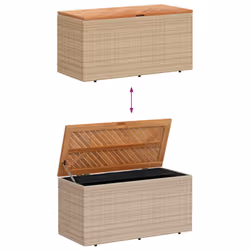 vidaXL Garden Storage Box Outdoor Storage Box Beige Poly Rattan Acacia Wood - Additional view 6