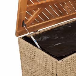 vidaXL Garden Storage Box Outdoor Storage Box Beige Poly Rattan Acacia Wood - Additional view 7