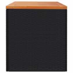 vidaXL Garden Storage Box Outdoor Storage Box Black Poly Rattan Acacia Wood - Additional view 4