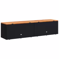 vidaXL Garden Storage Box Outdoor Storage Box Black Poly Rattan Acacia Wood - Additional view 5