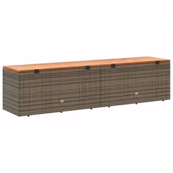 vidaXL Garden Storage Box Outdoor Storage Box Grey Poly Rattan Acacia Wood - Additional view 5
