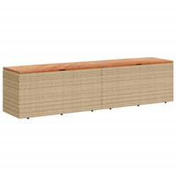 vidaXL Garden Storage Box Outdoor Storage Box Beige Poly Rattan Acacia Wood