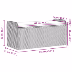 vidaXL Storage Bench with Cushion Outdoor Bench Patio Storage Box Poly Rattan - black, 115 x 51 x 52 cm - Additional view 10