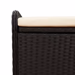 vidaXL Storage Bench with Cushion Outdoor Bench Patio Storage Box Poly Rattan - black, 115 x 51 x 52 cm - Additional view 8