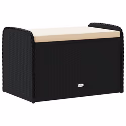 vidaXL Storage Bench with Cushion Outdoor Bench Patio Storage Box Poly Rattan - black, 80 x 51 x 52 cm - Additional view 5