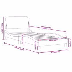 vidaXL Bed Frame with Headboard Bed Base Black 90x190 cm Single Faux Leather - black and white, 90 x 190 cm