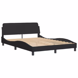 vidaXL Bed Frame with Headboard Bedroom Bed Base Mattress Foundation Velvet - black, 135 x 190 cm