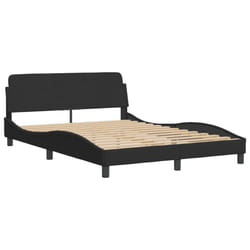 vidaXL Bed Frame with Headboard Bedroom Bed Base Mattress Foundation Velvet - black, 135 x 190 cm