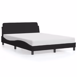 vidaXL Bed Frame with Headboard Bedroom Bed Base Mattress Foundation Velvet - black, 135 x 190 cm