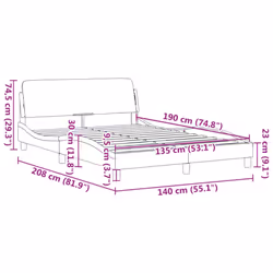 vidaXL Bed Frame with Headboard Bedroom Bed Base Mattress Foundation Velvet - black, 135 x 190 cm