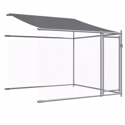 vidaXL Dog Cage Dog Kennel Outdoor Dog Crate Pet House Grey Galvanised Steel - 2 doors, 4 x 2 x 2 m - Additional view 7