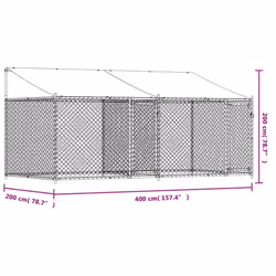 vidaXL Dog Cage Dog Kennel Outdoor Dog Crate Pet House Grey Galvanised Steel - 2 doors, 4 x 2 x 2 m - Additional view 8
