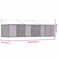 vidaXL Dog Cage Dog Kennel Outdoor Dog Crate Pet House Grey Galvanised Steel - 3 doors, 6 x 2 x 2 m - Additional view 3