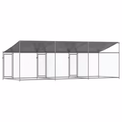 vidaXL Dog Cage Dog Kennel Outdoor Dog Crate Pet House Grey Galvanised Steel - 3 doors, 6 x 2 x 2 m - Additional view 5