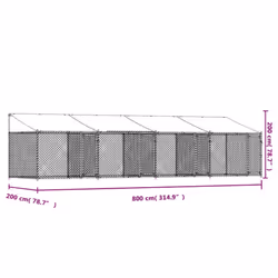 vidaXL Dog Cage Dog Kennel Outdoor Dog Crate Pet House Grey Galvanised Steel - 3 doors, 8 x 2 x 2 m - Additional view 3