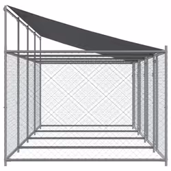 vidaXL Dog Cage Dog Kennel Outdoor Dog Crate Pet House Grey Galvanised Steel - 3 doors, 8 x 2 x 2 m - Additional view 4