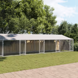 vidaXL Dog Cage with Roof and Doors Dog Kennel Dog Crate Grey Galvanised Steel