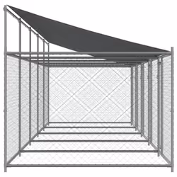 vidaXL Dog Cage with Roof and Doors Dog Kennel Dog Crate Grey Galvanised Steel - Additional view 4