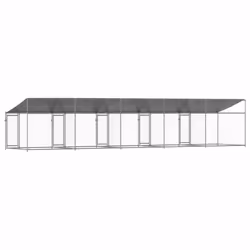 vidaXL Dog Cage with Roof and Doors Dog Kennel Dog Crate Grey Galvanised Steel - Additional view 5
