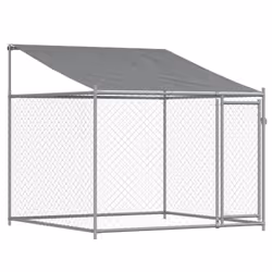 vidaXL Dog Cage with Roof and Doors Dog Kennel Dog Crate Grey Galvanised Steel - Additional view 6