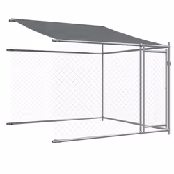 vidaXL Dog Cage with Roof and Doors Dog Kennel Dog Crate Grey Galvanised Steel - Additional view 7