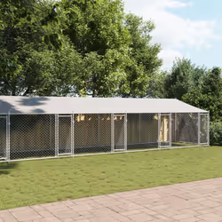 vidaXL Dog Cage Dog Kennel Outdoor Dog Crate Pet House Grey Galvanised Steel - 4 doors, 12 x 2 x 2 m - Additional view 2