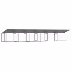 vidaXL Dog Cage Dog Kennel Outdoor Dog Crate Pet House Grey Galvanised Steel - 4 doors, 12 x 2 x 2 m - Additional view 5