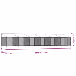 vidaXL Dog Cage Dog Kennel Outdoor Dog Crate Pet House Grey Galvanised Steel - 4 doors, 12 x 2 x 2 m - Additional view 8