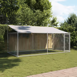vidaXL Dog Cage Dog Kennel Outdoor Dog Crate Pet House Grey Galvanised Steel - 1 door, 4 x 2 x 2 m - Additional view 2
