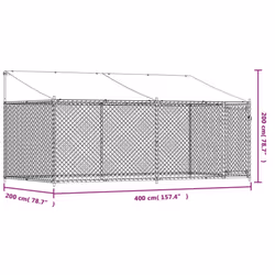 vidaXL Dog Cage Dog Kennel Outdoor Dog Crate Pet House Grey Galvanised Steel - 1 door, 4 x 2 x 2 m - Additional view 3