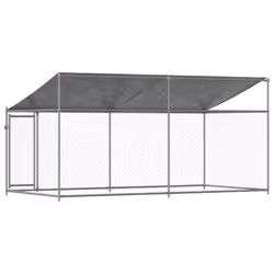 vidaXL Dog Cage Dog Kennel Outdoor Dog Crate Pet House Grey Galvanised Steel - 1 door, 4 x 2 x 2 m - Additional view 5