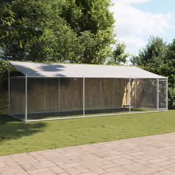 vidaXL Dog Cage Dog Kennel Outdoor Dog Crate Pet House Grey Galvanised Steel - 1 door, 6 x 2 x 2 m - Additional view 2