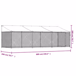 vidaXL Dog Cage Dog Kennel Outdoor Dog Crate Pet House Grey Galvanised Steel - 1 door, 6 x 2 x 2 m - Additional view 3